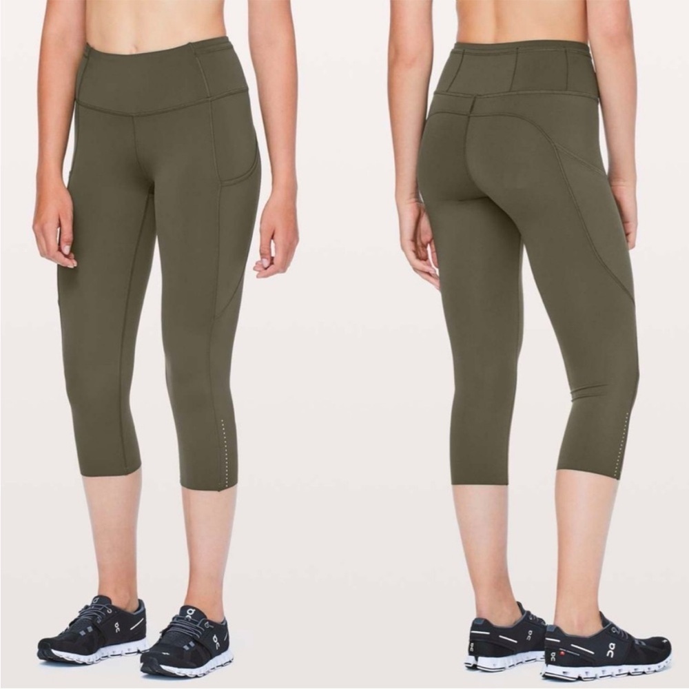 LULULEMON ATHLETICA FAST AND FREE CROP II LEGGINGS SIZE 10
